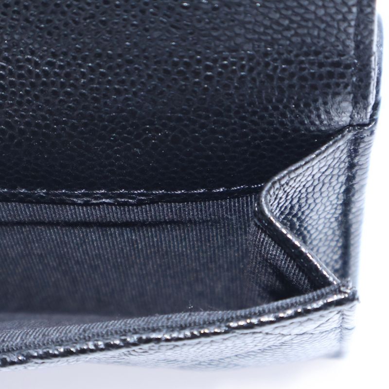 Chanel Coco Mark Classic Small Flap Compact Wallet Trifold Coin Case Black