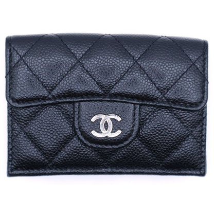 Chanel Coco Mark Classic Small Flap Compact Wallet Trifold Coin Case Black
