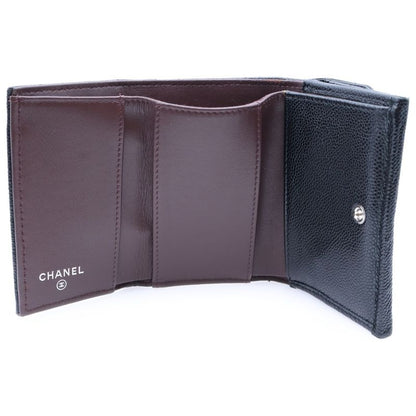 Chanel Coco Mark Classic Small Flap Compact Wallet Trifold Coin Case Black