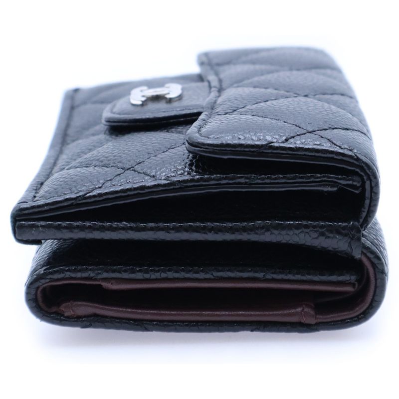 Chanel Coco Mark Classic Small Flap Compact Wallet Trifold Coin Case Black