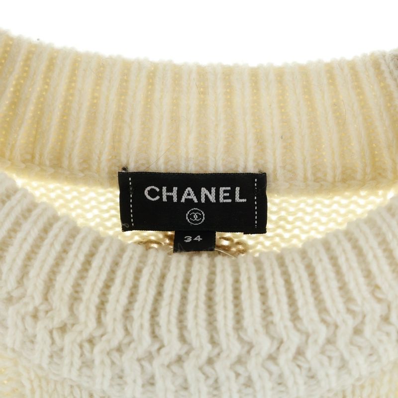 Chanel Coconage Collection Long-sleeved Cable Knit Sweater Ivory