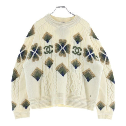 Chanel Coconage Collection Long-sleeved Cable Knit Sweater Ivory