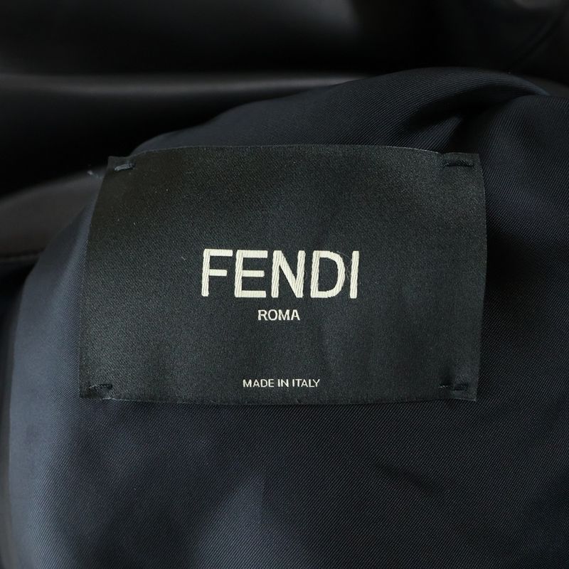 Fendi Beige Full Monogram Lining Overcoat Front Monogram Studded Single Rider
