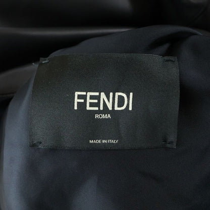 Fendi Beige Full Monogram Lining Overcoat Front Monogram Studded Single Rider