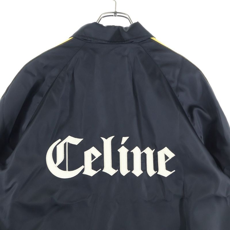 Celine 25SS Logo Embroidered Nylon Zip-up Coach Jacket Black Rv08x195x
