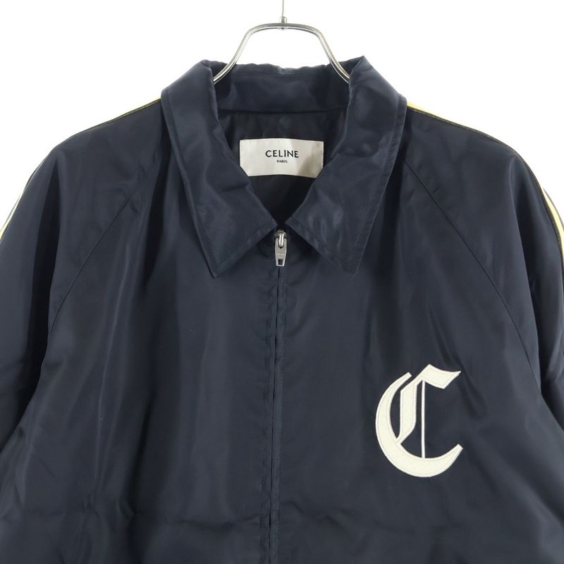 Celine 25SS Logo Embroidered Nylon Zip-up Coach Jacket Black Rv08x195x