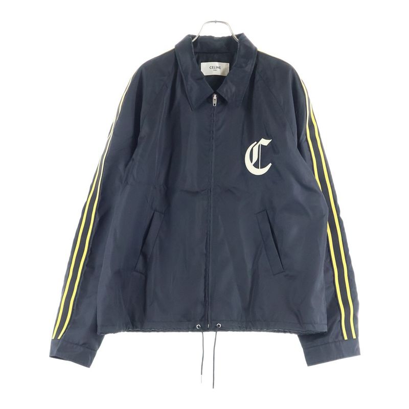 Celine 25SS Logo Embroidered Nylon Zip-up Coach Jacket Black Rv08x195x