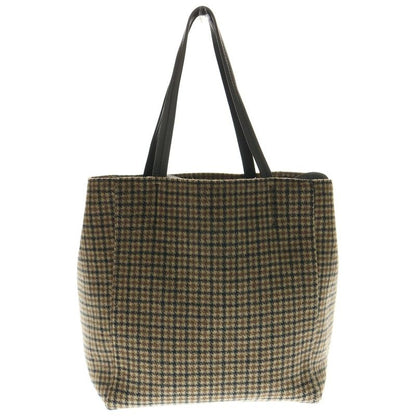 Celine Cabas Phantom Checked Wool Leather Shoulder Tote Bag Brown/black