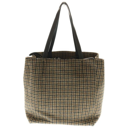 Celine Cabas Phantom Checked Wool Leather Shoulder Tote Bag Brown/black