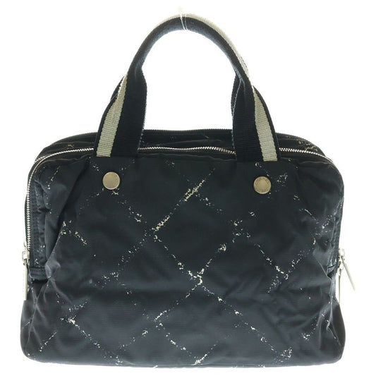 Chanel Old Travel Line Silver Hardware Triple Zip Nylon Handbag Black/white 57s