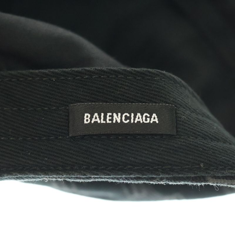 Balenciaga BB Logo Baseball Cap Hat Black Cotton 704104