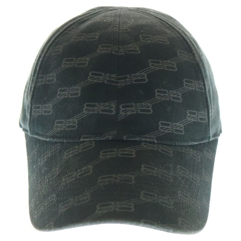 Balenciaga BB Logo Baseball Cap Hat Black Cotton 704104