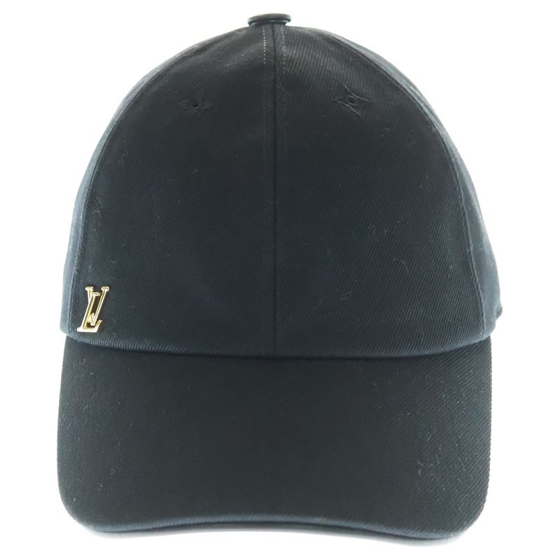 Louis Vuitton Cap LV Iconic Logo Embroidery Hat Noir Black M7050m Gold Hardware