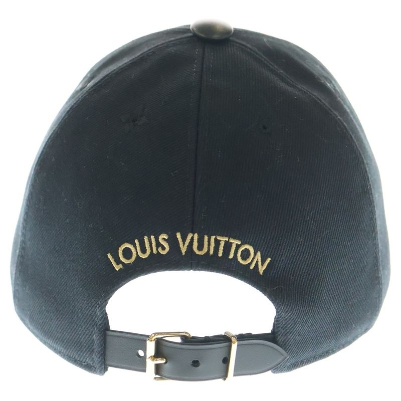 Louis Vuitton Cap LV Iconic Logo Embroidery Hat Noir Black M7050m Gold Hardware
