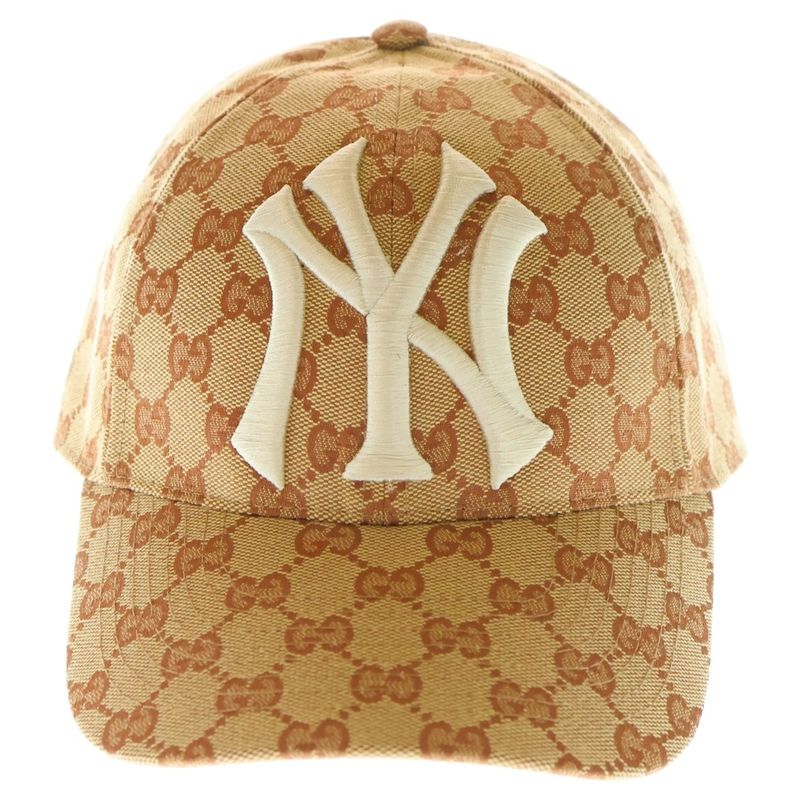 Gucci 18AW NEW YORK Yankees GG Baseball CAP Yankees Baseball Cap Hat Brown