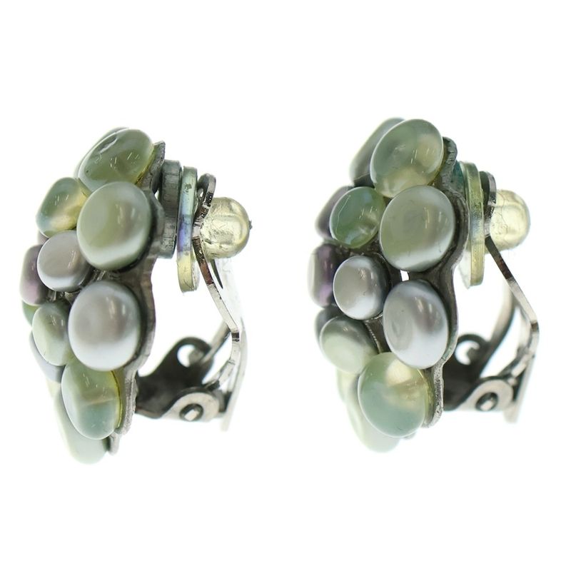 Chanel 99P Stone Earrings Silver Hardware