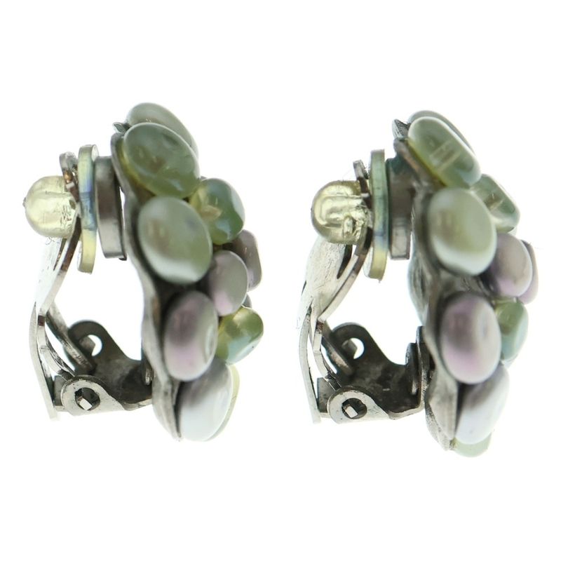 Chanel 99P Stone Earrings Silver Hardware