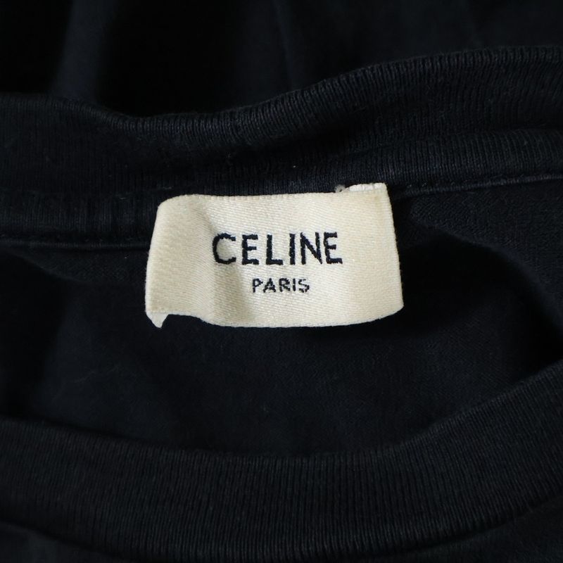 Celine Front Logo Crew Neck Short Sleeves T-shirt Cut And Sewn Black 2x308916g