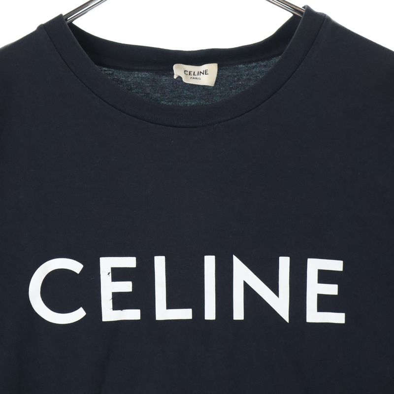 Celine Front Logo Crew Neck Short Sleeves T-shirt Cut And Sewn Black 2x308916g