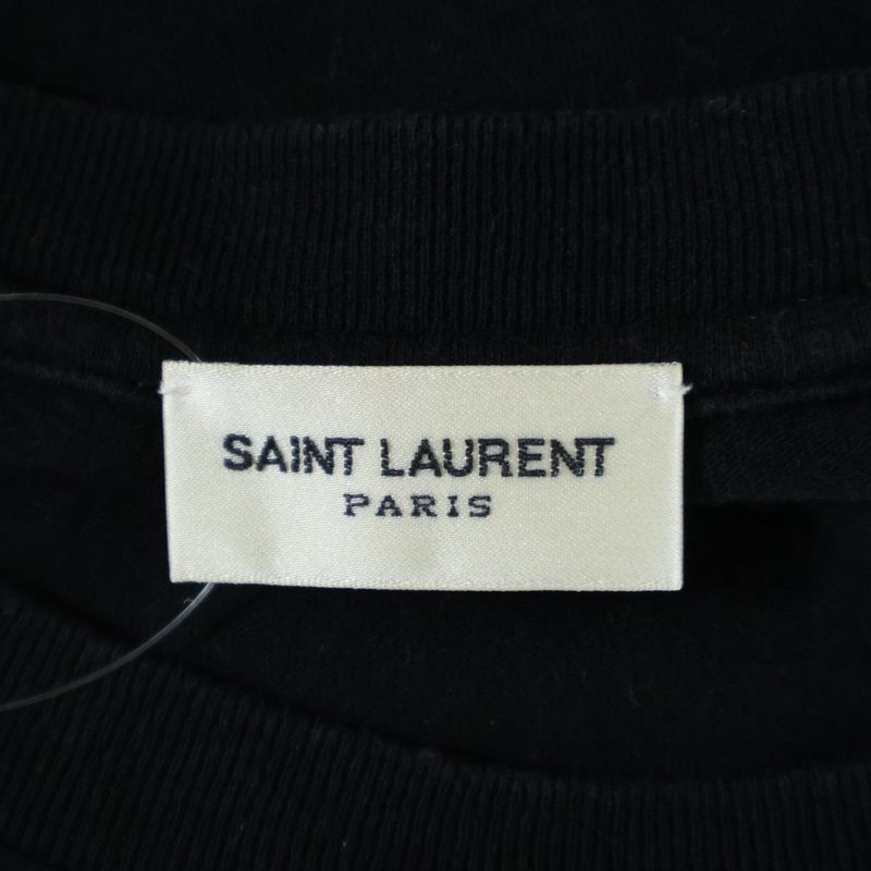 Saint Laurent Paris Logo Print T-shirt Short Sleeves Black/blue 480406