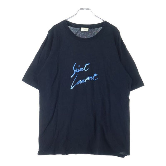 Saint Laurent Paris Logo Print T-shirt Short Sleeves Black/blue 480406