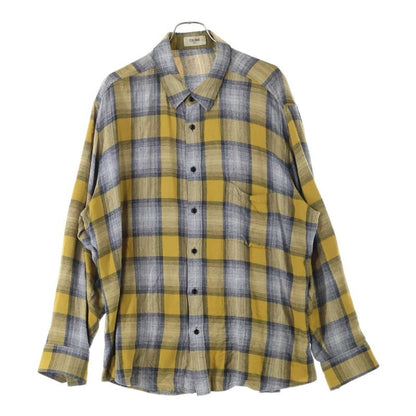 Celine 21SS Gradient Check Rayon Loose Long Sleeve Long Sleeved Shirt Yellow