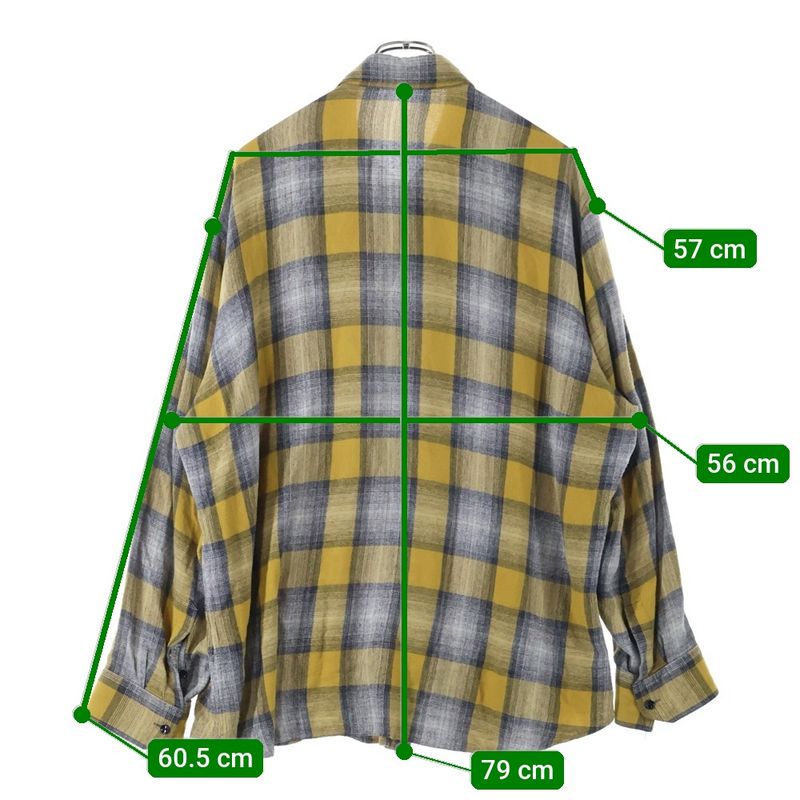 Celine 21SS Gradient Check Rayon Loose Long Sleeve Long Sleeved Shirt Yellow