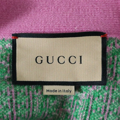 Gucci GG All-over Jacquard Check Wool Knit Cardigan Pink/green 727110