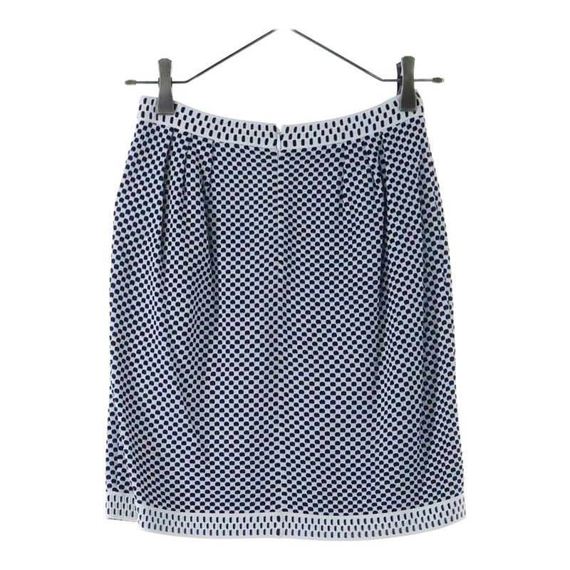 Chanel Coco Logo Plate Viscose Rayon Knit Waffle Fabric Medium Tight Skirt