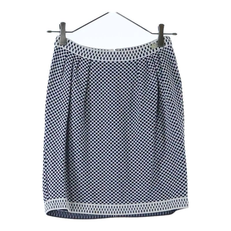 Chanel Coco Logo Plate Viscose Rayon Knit Waffle Fabric Medium Tight Skirt