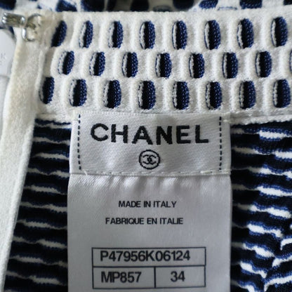 Chanel Coco Logo Plate Viscose Rayon Knit Waffle Fabric Medium Tight Skirt