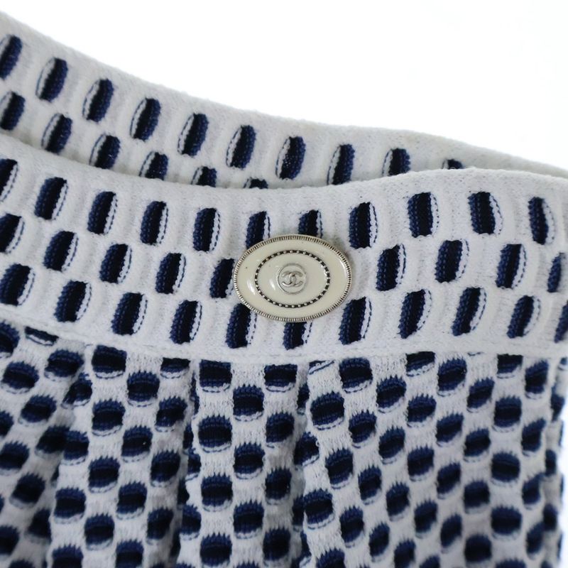 Chanel Coco Logo Plate Viscose Rayon Knit Waffle Fabric Medium Tight Skirt