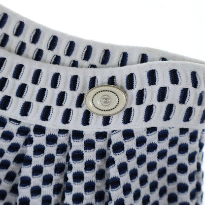 Chanel Coco Logo Plate Viscose Rayon Knit Waffle Fabric Medium Tight Skirt