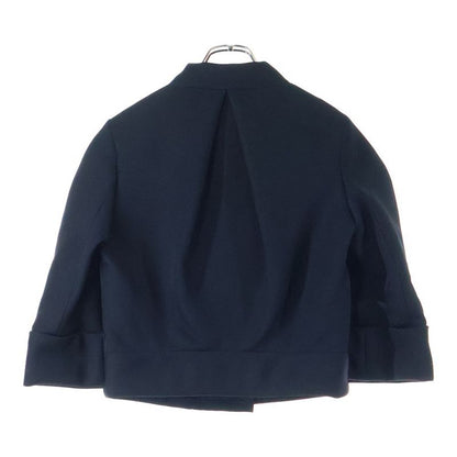 Louis Vuitton 06AW Deformed Walnut Button Stand Collar Zip-up Cotton Short