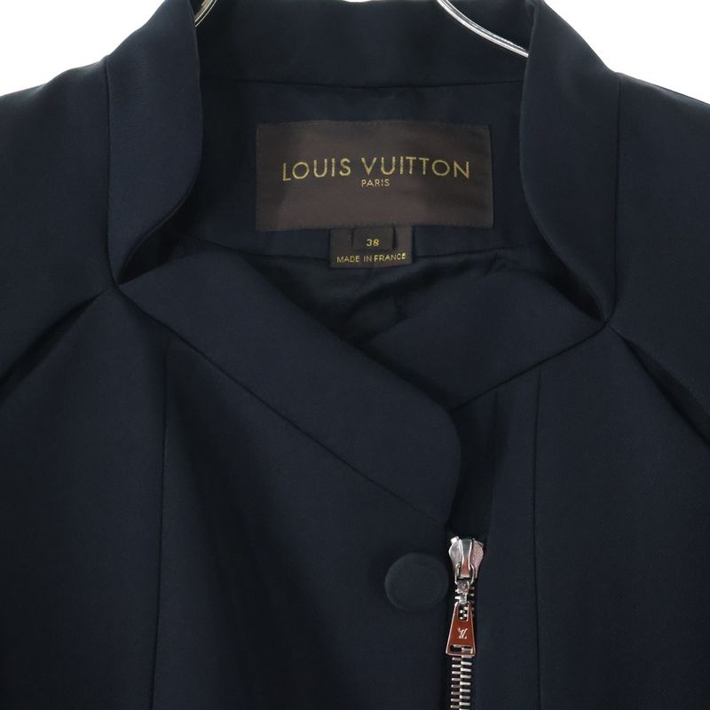 Louis Vuitton 06AW Deformed Walnut Button Stand Collar Zip-up Cotton Short