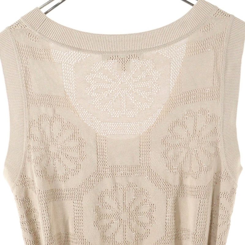 Louis Vuitton 06SS Flower Pattern Rayon Knit Sleeveless Medium Tight Dress