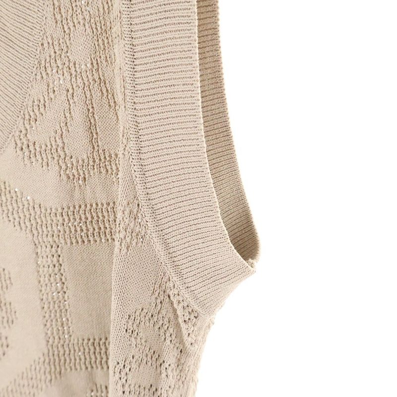 Louis Vuitton 06SS Flower Pattern Rayon Knit Sleeveless Medium Tight Dress