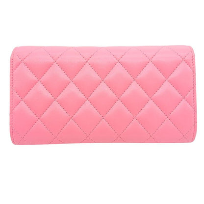 New Model 24] Chanel Matelasse Flap Wallet Lambskin Star Pink Box Storage Bag