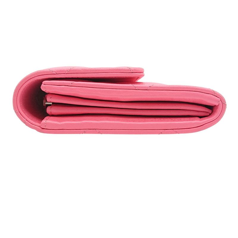 New Model 24] Chanel Matelasse Flap Wallet Lambskin Star Pink Box Storage Bag