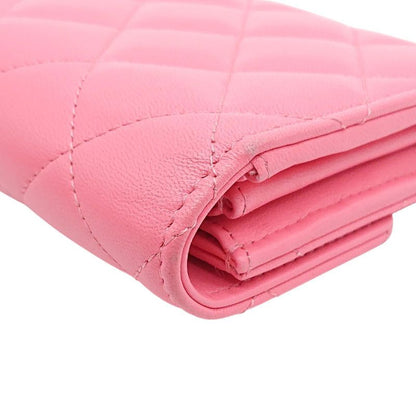 New Model 24] Chanel Matelasse Flap Wallet Lambskin Star Pink Box Storage Bag