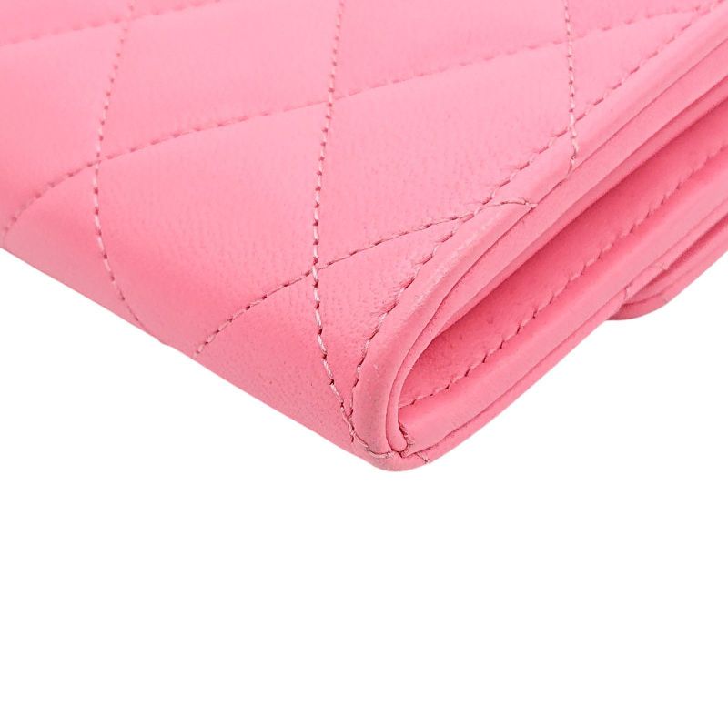 New Model 24] Chanel Matelasse Flap Wallet Lambskin Star Pink Box Storage Bag