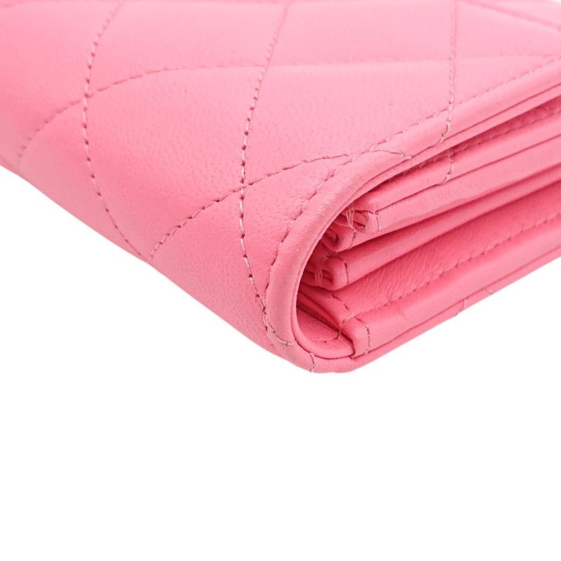 New Model 24] Chanel Matelasse Flap Wallet Lambskin Star Pink Box Storage Bag