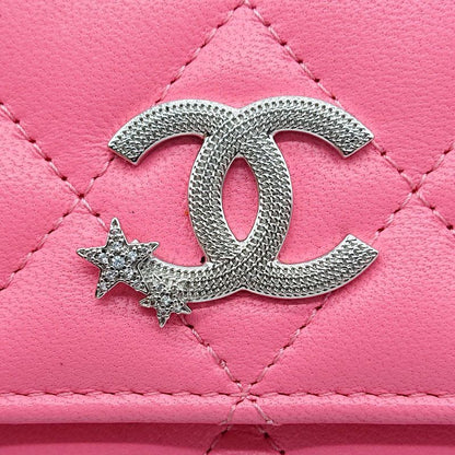 New Model 24] Chanel Matelasse Flap Wallet Lambskin Star Pink Box Storage Bag
