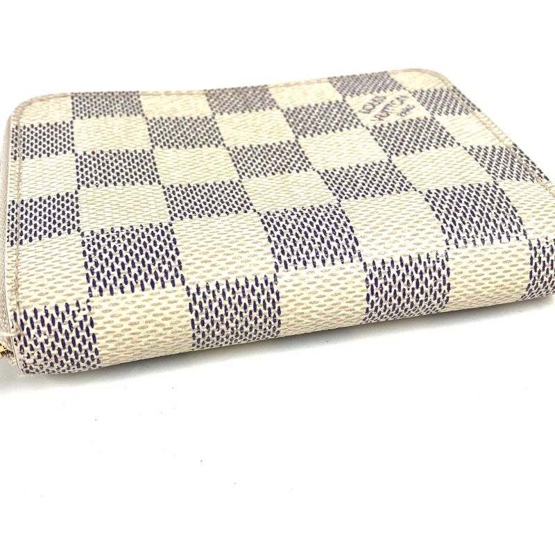 Louis Vuitton Coin Case Zippy Coin Purse N63069 Damier Azure Canvas White