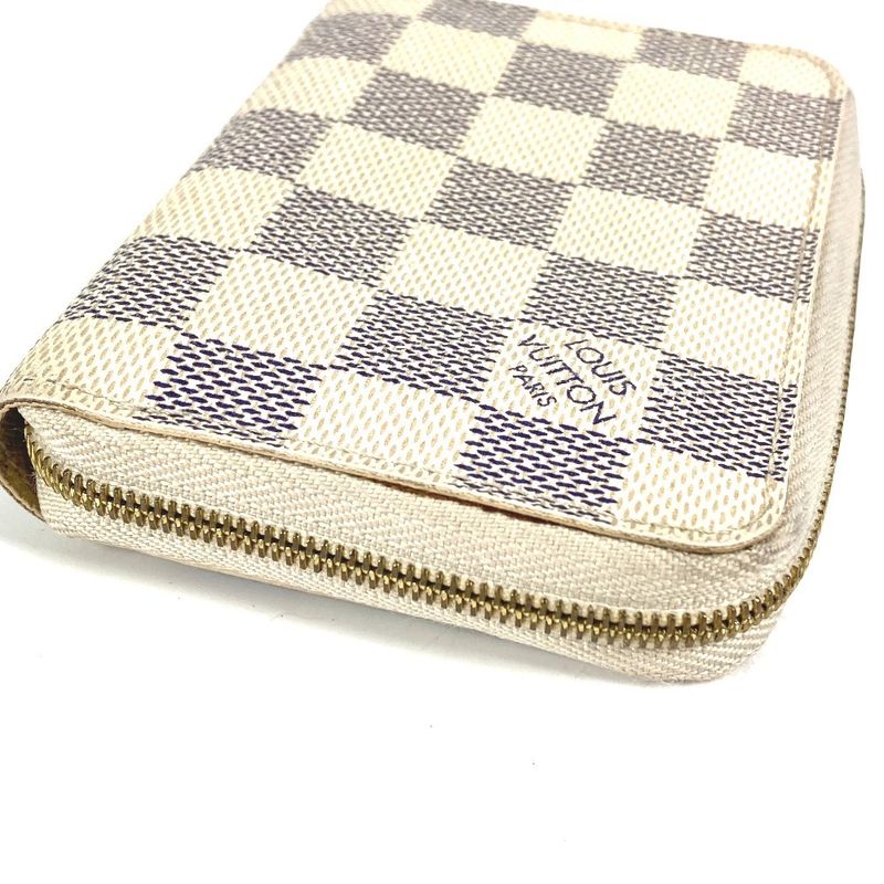 Louis Vuitton Coin Case Zippy Coin Purse N63069 Damier Azure Canvas White