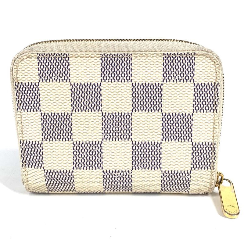 Louis Vuitton Coin Case Zippy Coin Purse N63069 Damier Azure Canvas White