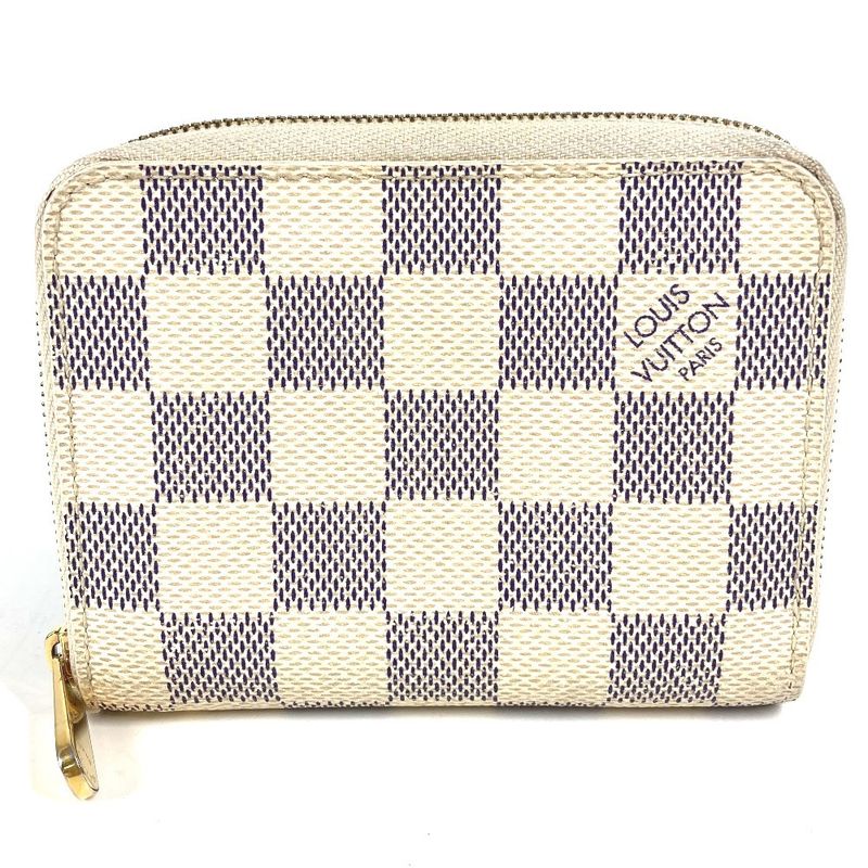Louis Vuitton Coin Case Zippy Coin Purse N63069 Damier Azure Canvas White