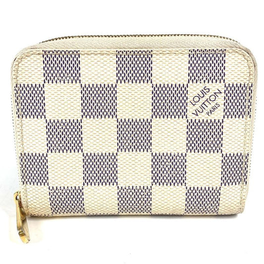 Louis Vuitton Coin Case Zippy Coin Purse N63069 Damier Azure Canvas White
