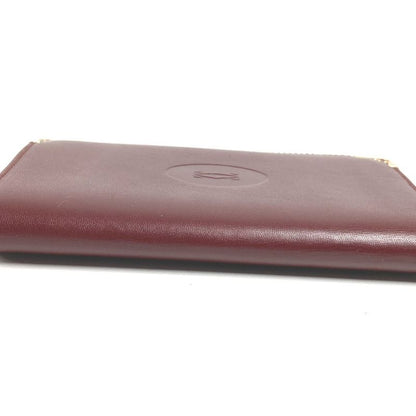 Cartier Card Case Logo Leather Burgundy