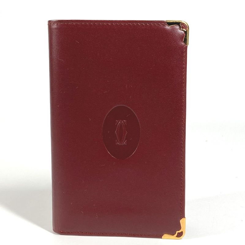 Cartier Card Case Logo Leather Burgundy